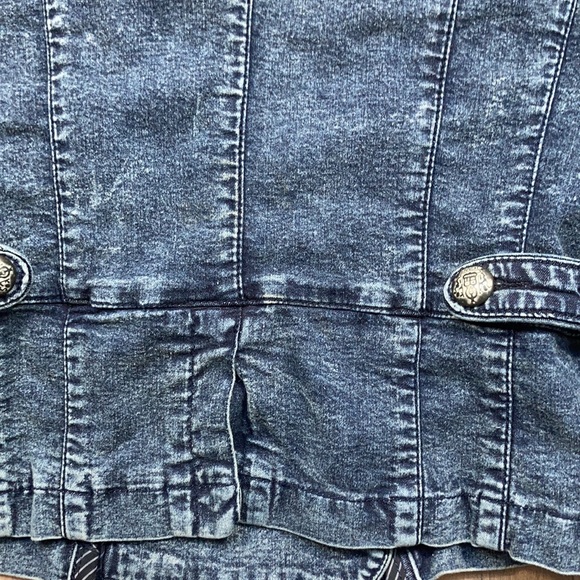 Relist 10/12❌ Forever 21 military vibe denim jean jacket size S - Picture 16 of 16